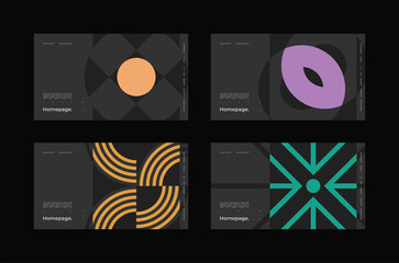 Abstract homepage background Set. Bauhaus, Modernism aesthetics. Collection of Minimal illustration brutalism inspired. Kit for web use.