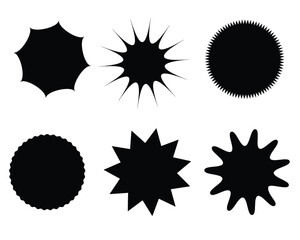 Sunburst badges isolated on a white background