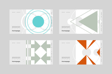 Abstract homepage background Set. Bauhaus, Modernism aesthetics. Collection of Minimal illustration brutalism inspired. Kit for web use.