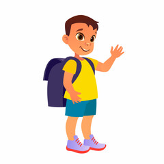Cute boy with backpack. Smiling boy goes to school
