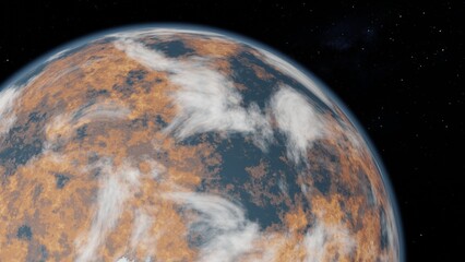 Alien planet, colorful clouds light, fantasy space, Science fiction illustration. 3D illustration