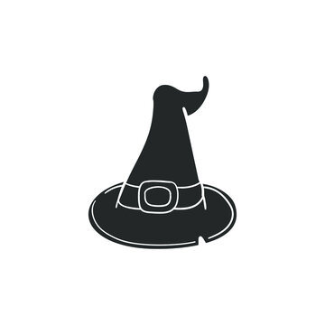 Witch Hat Icon Silhouette Illustration. Halloween Vector Graphic Pictogram Symbol Clip Art. Doodle Sketch Black Sign.