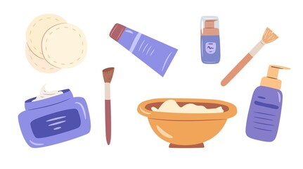 Set of skincare products isolated on white background