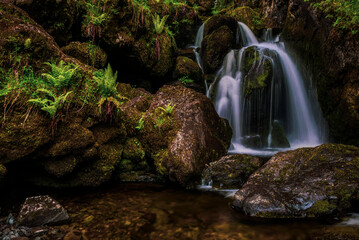 Naklejka na ściany i meble Lodore Falls, a waterfall near Keswick and Derwent Water, Lake District, Cumbria, England, UK, Europe