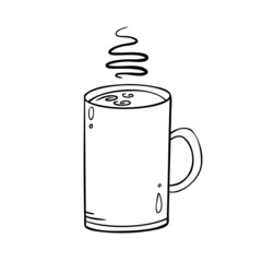 Cute cup of hot drink. Vector illustration in doodle style