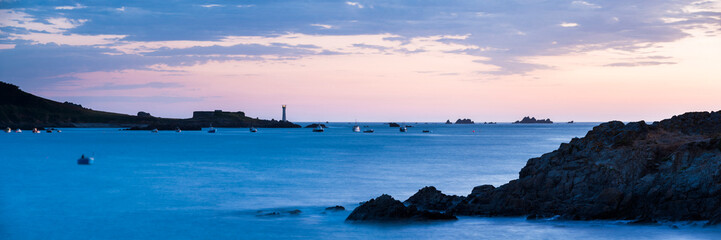 Lighthouse on Guernsey at sunset, Channel Islands, United Kingdom