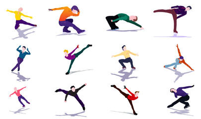 Fototapeta na wymiar Vector illustration of single men's figure skating competitions in winter sports