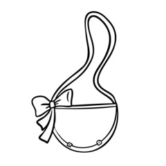 Women's handbag on a long strap. Vector illustration in doodle style