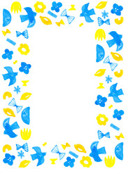 黄色と青の水彩フレームベクター