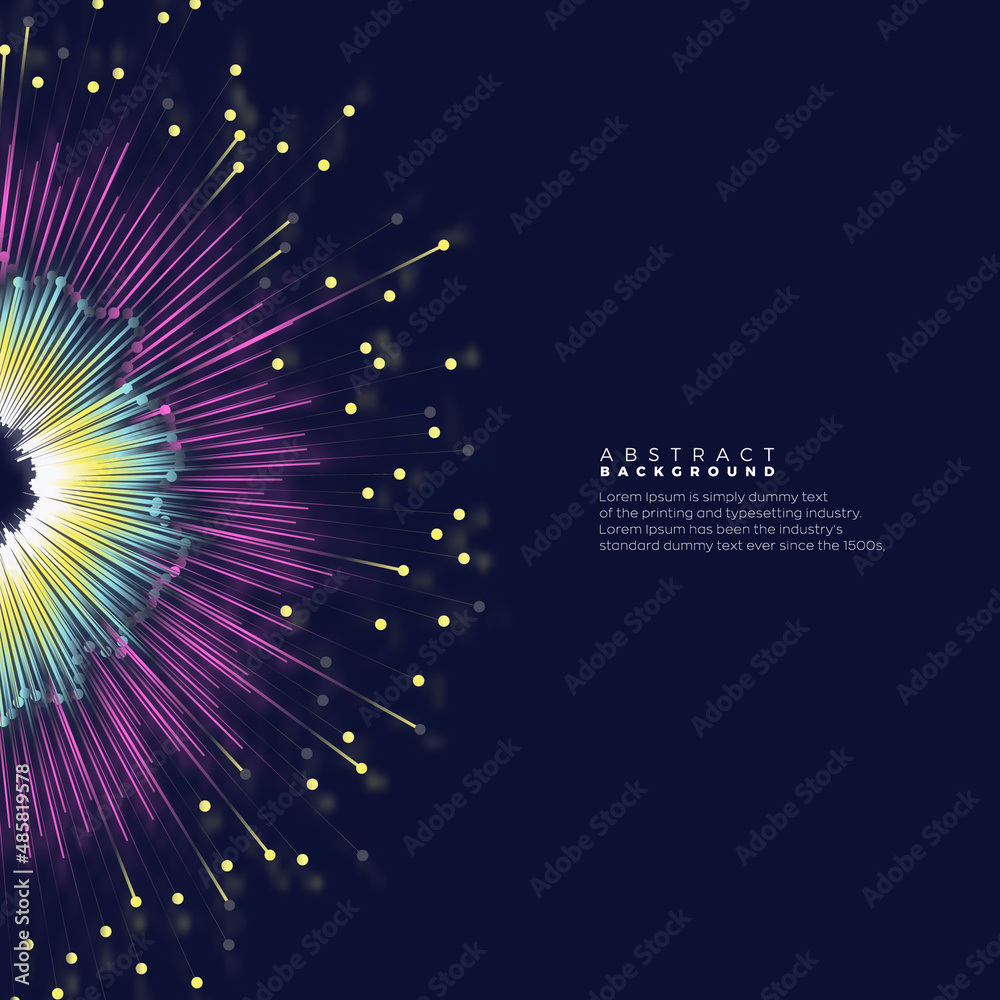 Aufkleber vector explosion background with dots and line composed. small particles strive out of center. vecto