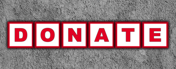 Obraz premium Donate Title - Red Square Concept - Wall Background - 3D Illustration