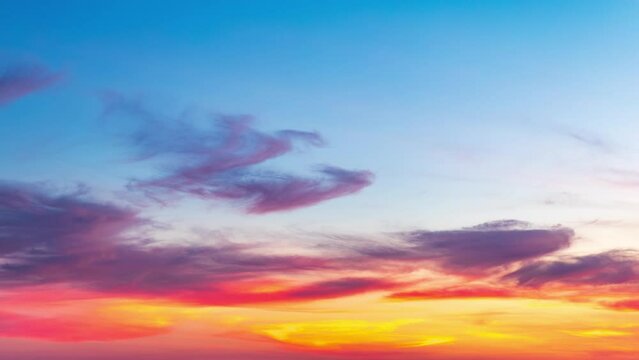 Beautiful colorful sunset clouds in the blue sky. red sky cloud landscape.