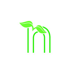 initials n combined with leafes, vector art.