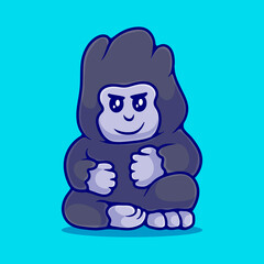 cute gorilla illustration suitable for mascot sticker and t-shirt design