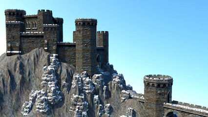 Fototapeta na wymiar 3D Rendering Fairy Tale Winter Castle
