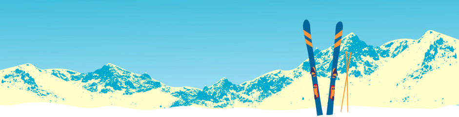 UI design of ski resort. The homepage design of a cable car, moving in the twilight sky in the mountains. vector © Serendipity art