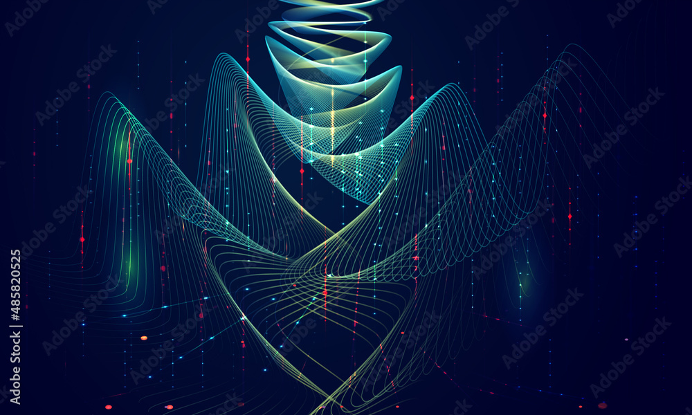 Aufkleber abstract data technology background connected with lines and dots. vector illustration use for poste