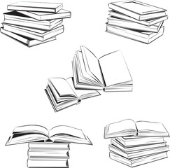 Images of books from various angles, Image for icons, background images, vector, illustration, sign, black