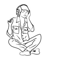 girl with headphones listening to music