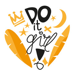 Illustration of lettering motivaiting to move yellow and black colors