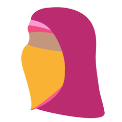 Illustration Portrain of girl with pink hijab and closed head