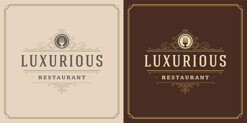 Restaurant logo design vector illustration fork silhouette