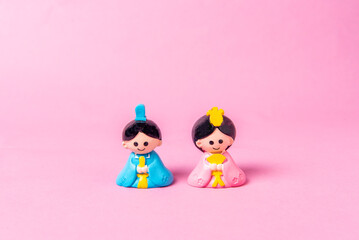 雛祭り　雛人形(ピンク背景)