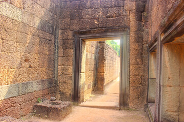 Fototapeta premium Sandstone castle Angkor Banteay Srei Temple near Siem Reap