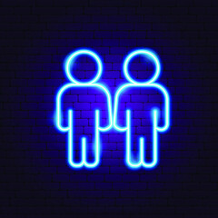 Gay Two Men Neon Sign. Vector Illustration of People Promotion.