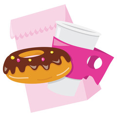 Cartoon Coffee Donut Breakfast Bag