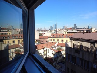 Fototapeta na wymiar Milan seen through the window