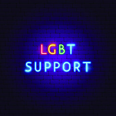 LGBT Support Neon Text. Vector Illustration of People Rights  Promotion.