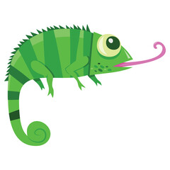 Cute Cartoon Chameleon Lizard