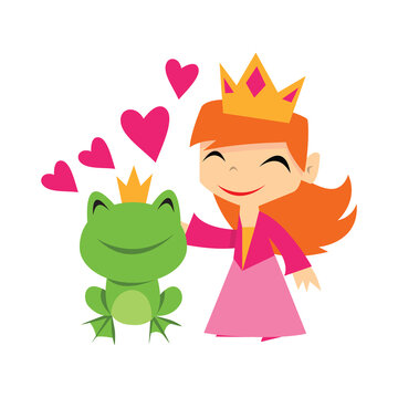 Cartoon Frog Prince In Love With Princess