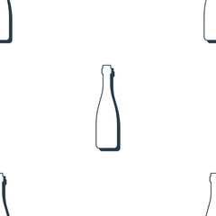 Wine bottles seamless pattern. Line art style. Outline image. Black and white repeat template. Party drinks concept. Illustration on white background. Flat design style for any purposes