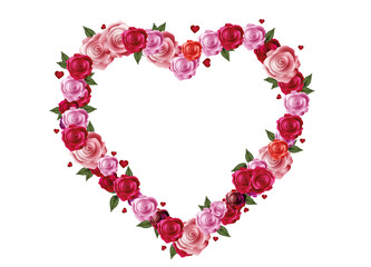 Obraz premium Rosen Herz aus leuchtenden Rosen und Herzen