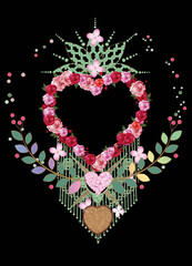 Valentinstag Symbol aus Blüten und Herzen