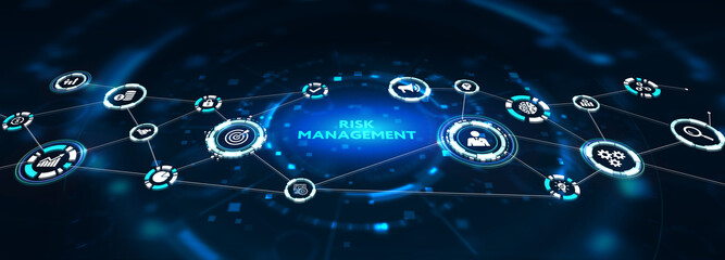 Risk Management and Assessment for Business Investment Concept. Business, Technology, Internet and network concept.3d illustration