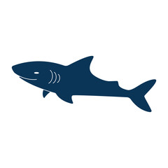 Fototapeta premium Shark silhouette. Ocean animal. Vector isolated on white.