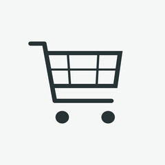 online shopping cart, basket, trolley icon vector isolated