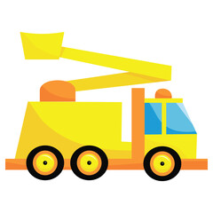 Naklejka premium Cartoon Yellow Crane Truck