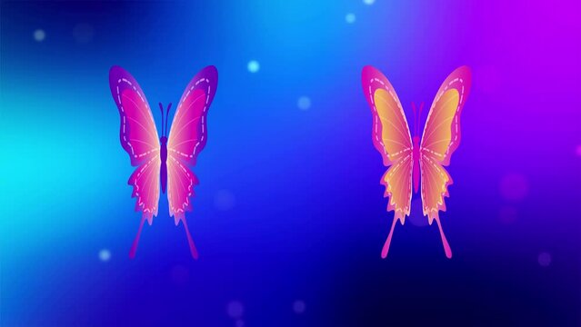 Top And Side Views Beautiful Pink And Purple Butterflies Flying Collection On Glitter Sparkle Bokeh Glowing Light With Isolated Black And Alpha Matte