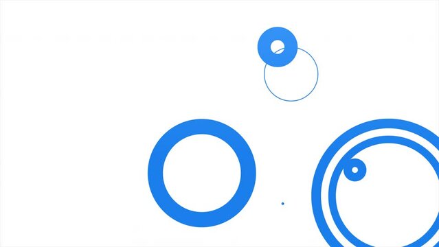 Rain drops simulation animation background. Blue circles appear and disappear separated with white back. 4k, seamless loop