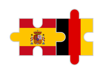 puzzle pieces of spain and germany flags. vector illustration isolated on white background