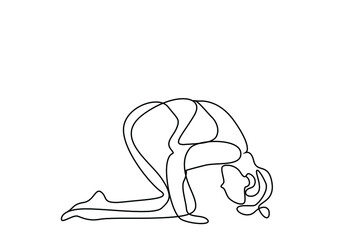 an athlete woman doing a stretch drawing style concept