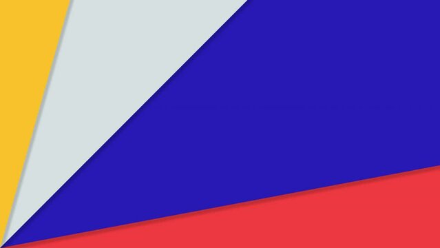Diagonal fan transition in red, blue, gray and yellow with chroma key