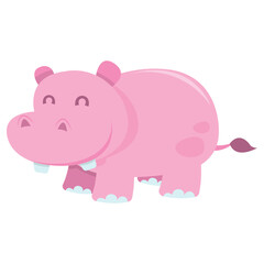 Obraz na płótnie Canvas Cartoon Pink Hippo