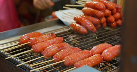 Close up of grilled sausage
