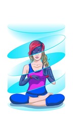 Digital Virtual Reality Metaverse and Augmented Reality Technology, Woman Wearing Glasses with Reality Headset Connecting to Ambient Space and Universe Vector Rendering