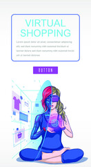 Virtual reality concept Virtual Shopping Flat Illustration Metaverse, can be used for landing page, web, ui, banner, template, background, web development